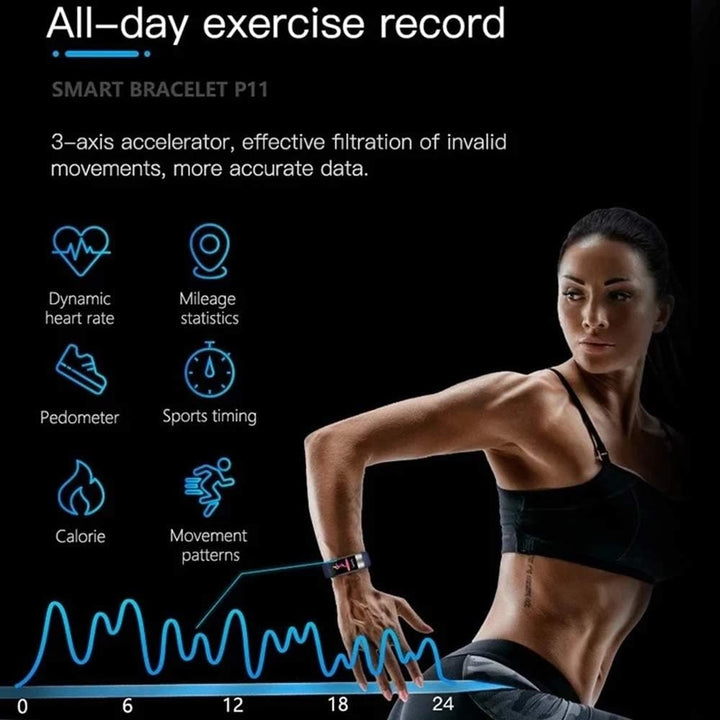 Waterbestendige fitnesstracker wearable hartslag activiteit siliconen band ECG-monitor