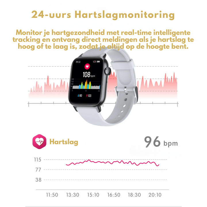WellnessPro Smartwatch - Gezondheid | Waterdicht