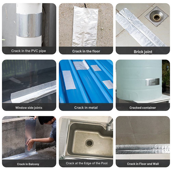 Waterdichte tape butyl sterke kleefkracht aluminiumfolie achterzijde dakreparatie lekkage afdichten