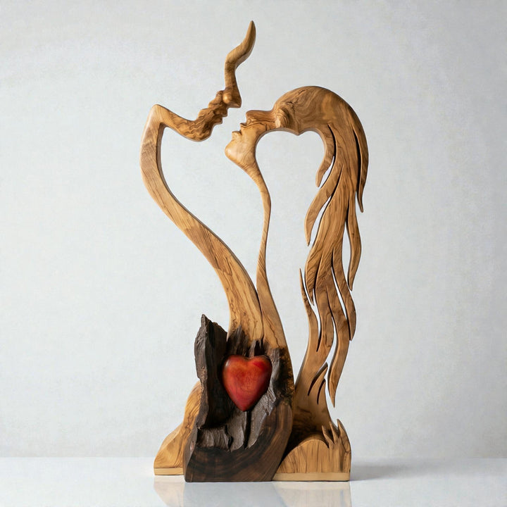 Houten Koppelbeeld – Abstract Design, Ambachtelijke Uitstraling & Woondecoratie
