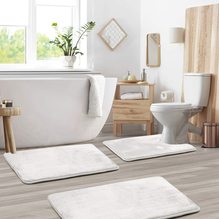 3-delige fluwelen memory foam badmat set