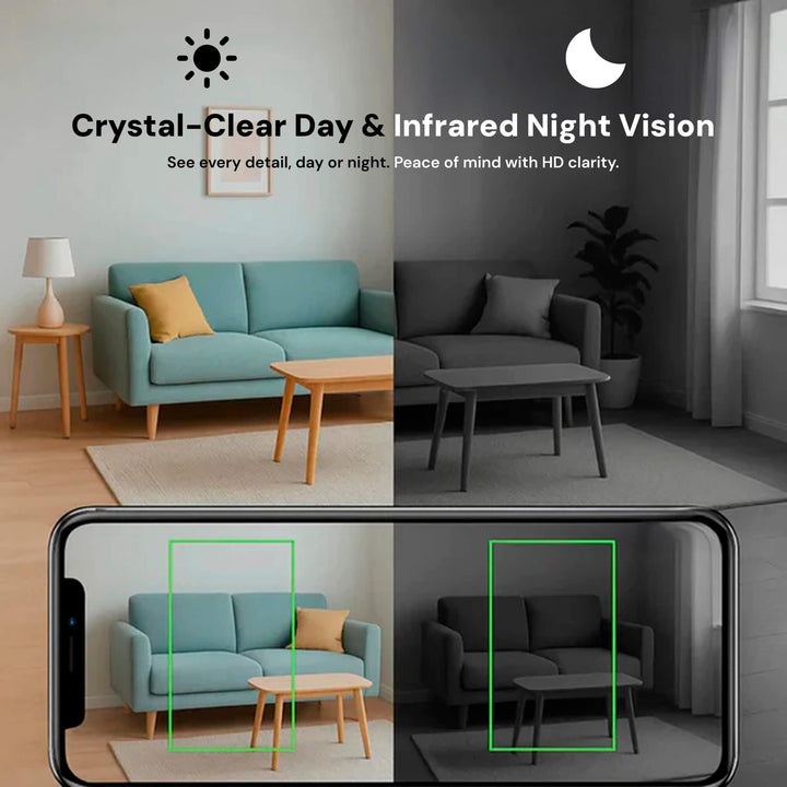Draadloze mini beveiligingscamera voor huis systeem met nachtzicht en verborgen compact design