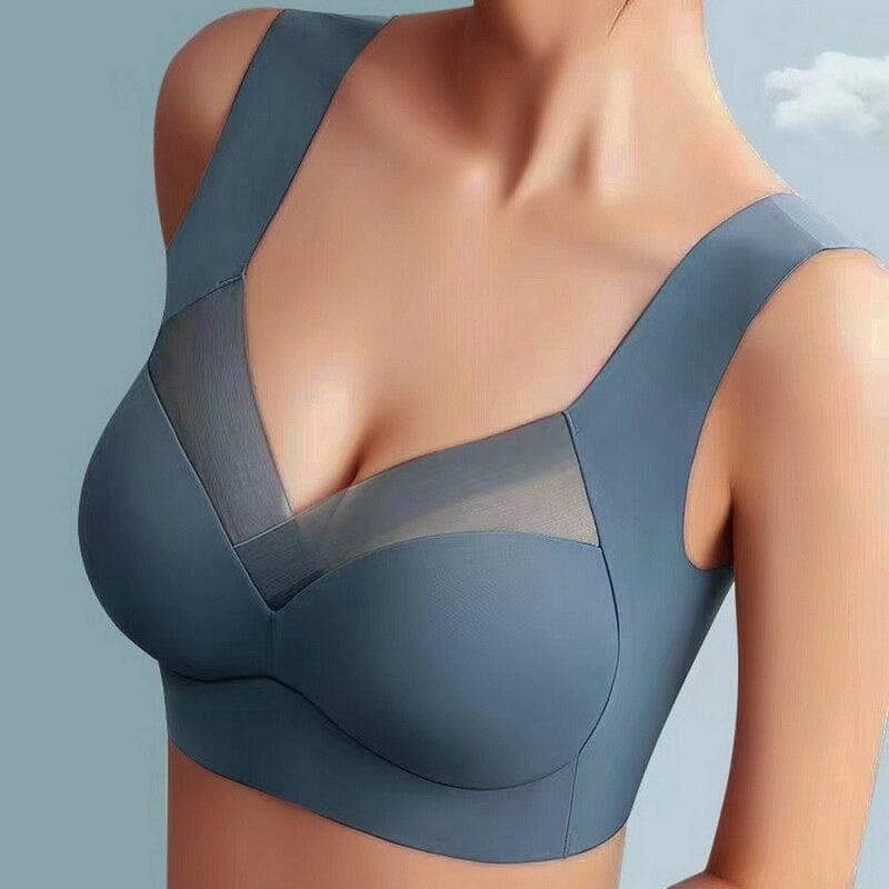 Draadloze push-upbeha comfortabel naadloos mesh uitneembare vulling brede bandjes zonder beugel