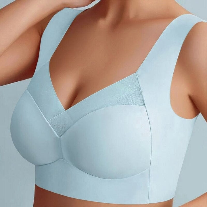 Draadloze push-upbeha comfortabel naadloos mesh uitneembare vulling brede bandjes zonder beugel
