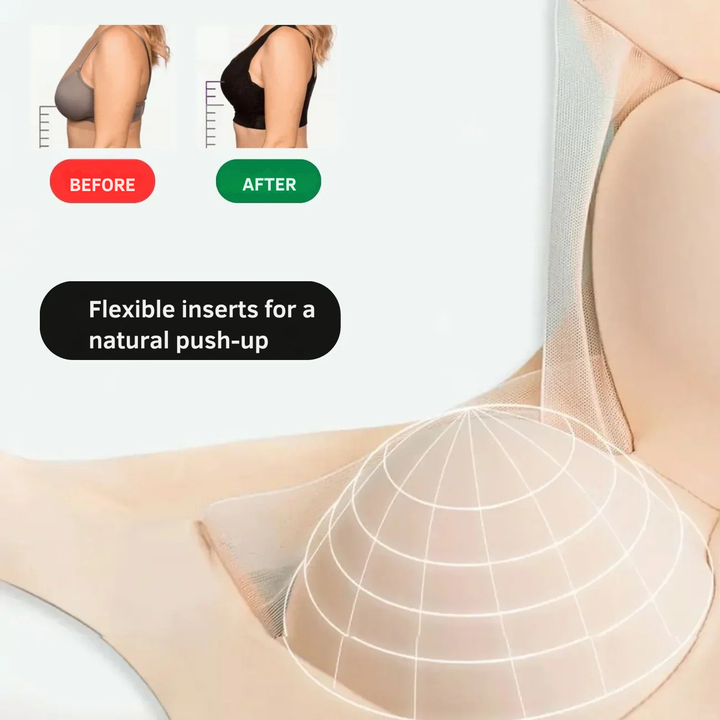 Draadloze push-upbeha comfortabel naadloos mesh uitneembare vulling brede bandjes zonder beugel