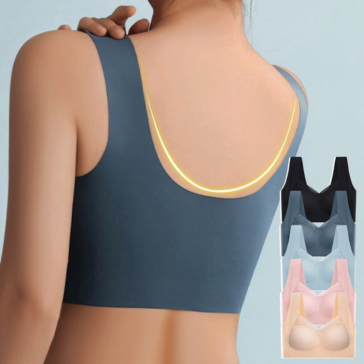 Draadloze push-upbeha comfortabel naadloos mesh uitneembare vulling brede bandjes zonder beugel