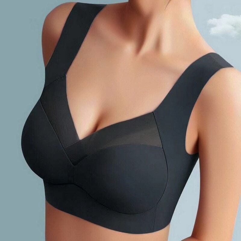 Draadloze push-upbeha comfortabel naadloos mesh uitneembare vulling brede bandjes zonder beugel