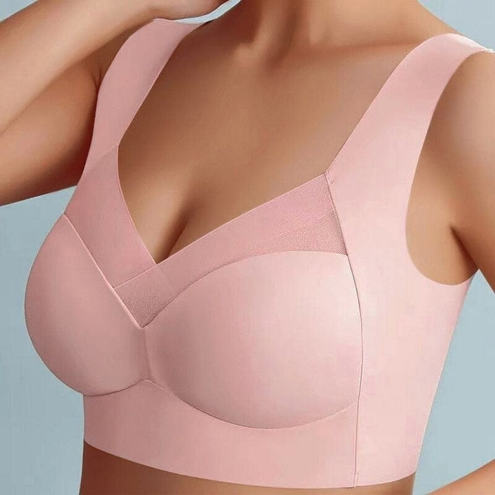 Draadloze push-upbeha comfortabel naadloos mesh uitneembare vulling brede bandjes zonder beugel