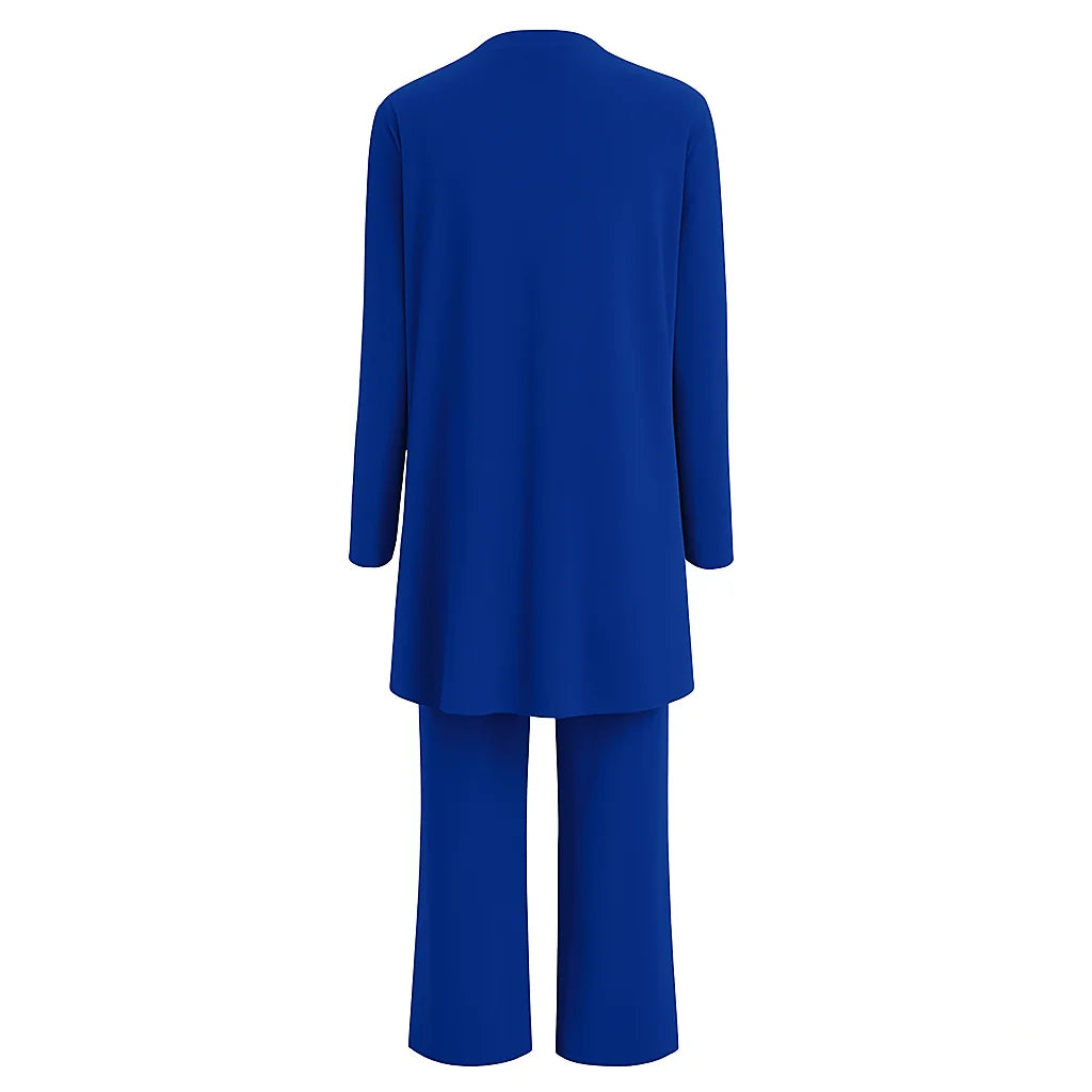 Dames 3-delige gebreide set met vest, top en wijde broek