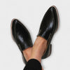 Zwarte leren loafers met puntige neus
