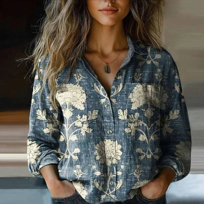 Bohemian blouse met patroon en relaxed fit