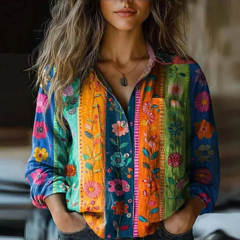 Bohemian blouse met patroon en relaxed fit