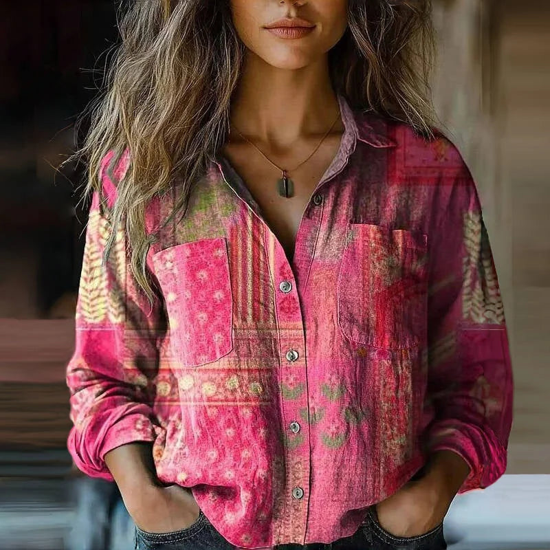 Bohemian blouse met patroon en relaxed fit