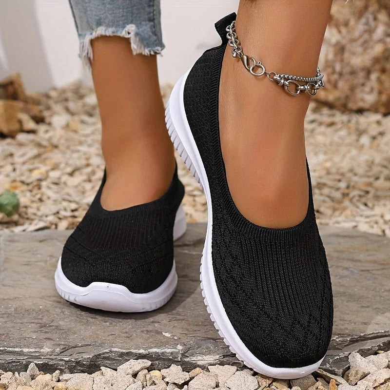 Ademende gebreide instapsneakers met antislipzool