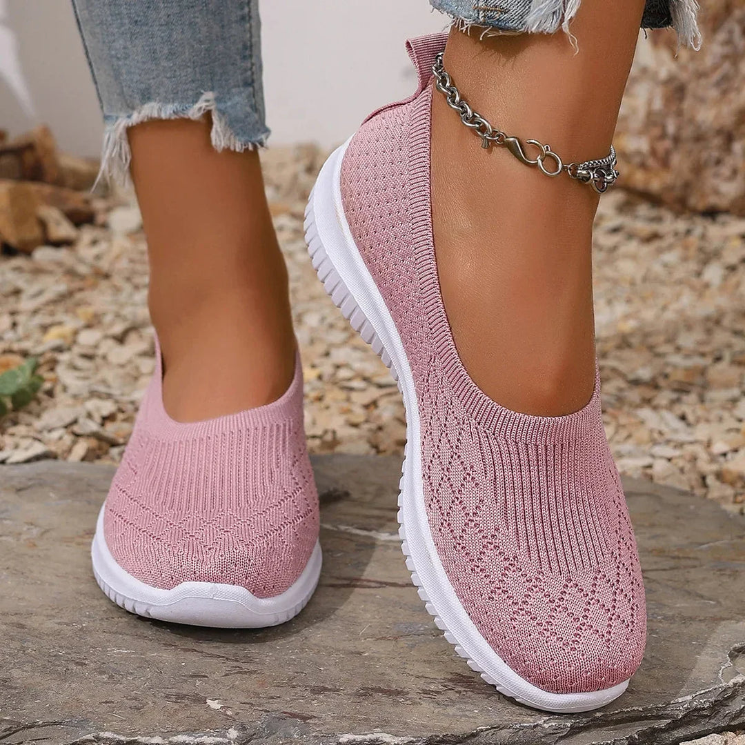 Ademende gebreide instapsneakers met antislipzool