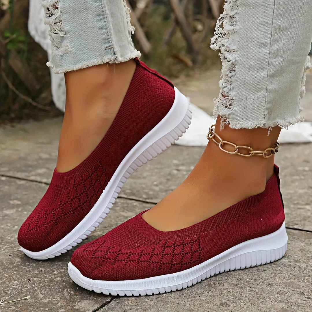 Ademende gebreide instapsneakers met antislipzool