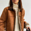 Bruin aviatorjack van imitatiesuede met shearling voering