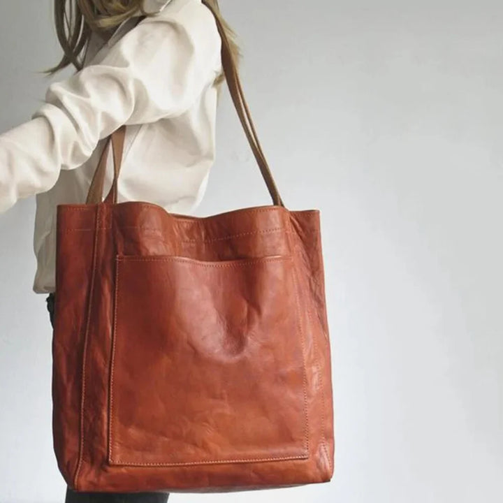 Bruine leren tas met magneetsluiting