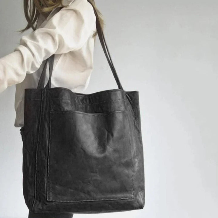 Bruine leren tas met magneetsluiting