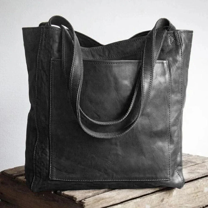 Bruine leren tas met magneetsluiting