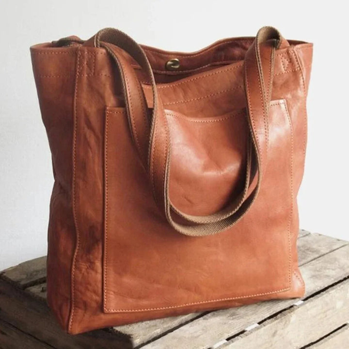 Bruine leren tas met magneetsluiting