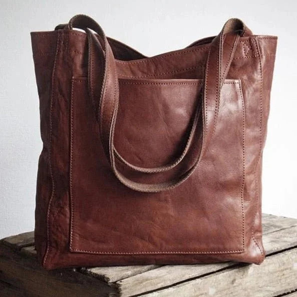 Bruine leren tas met magneetsluiting
