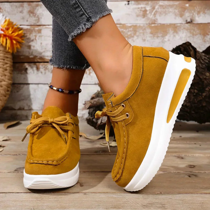 Suède platform veterschoenen met sneakerlook