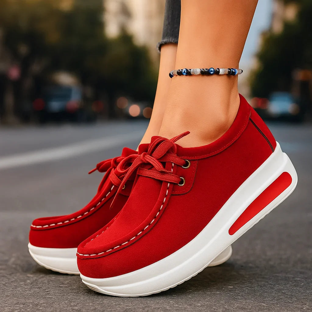 Suède platform veterschoenen met sneakerlook