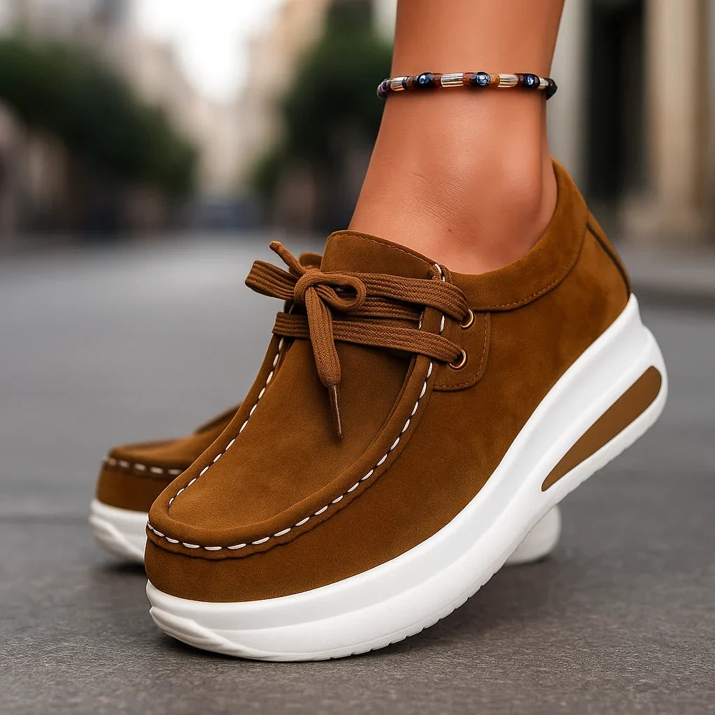 Suède platform veterschoenen met sneakerlook