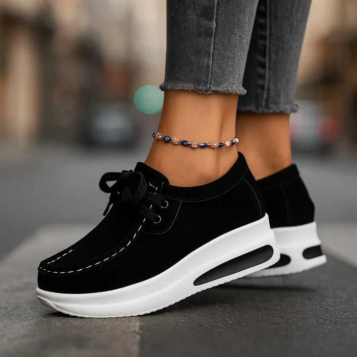 Suède platform veterschoenen met sneakerlook
