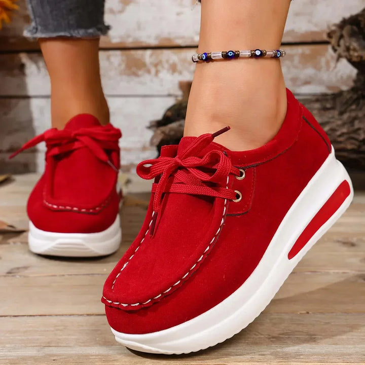 Suède platform veterschoenen met sneakerlook