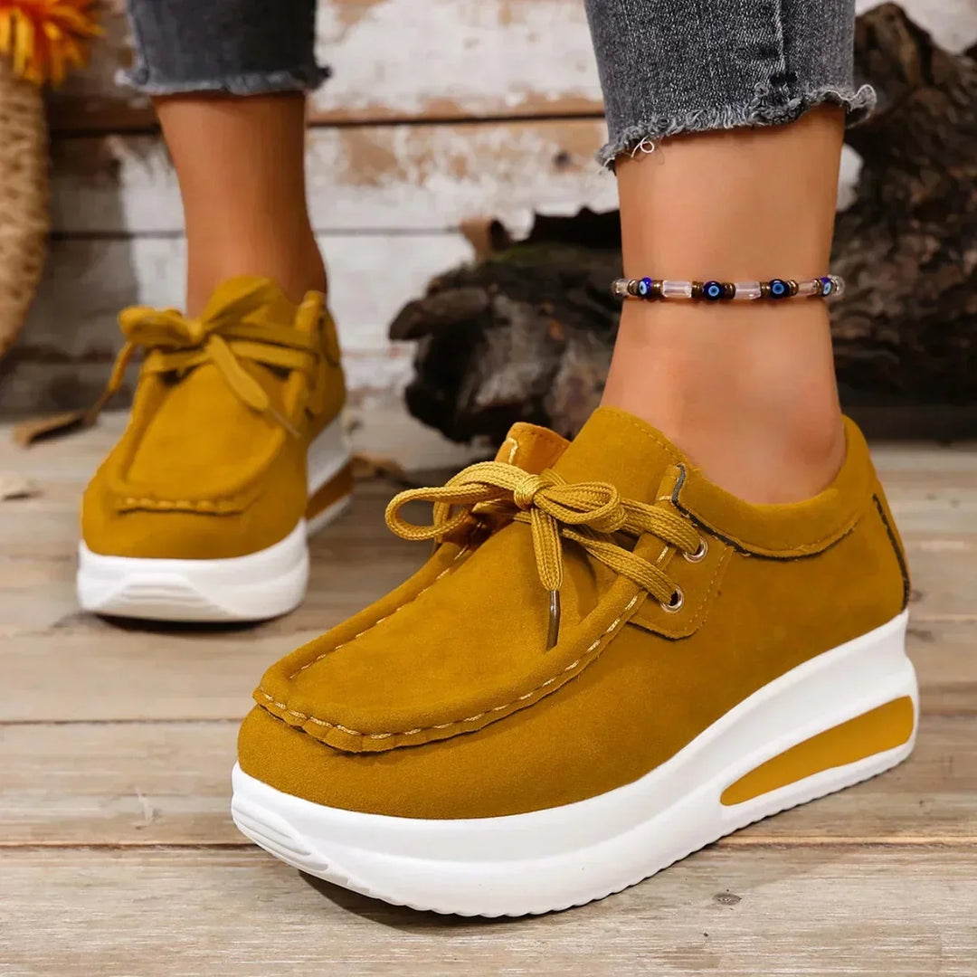 Suède platform veterschoenen met sneakerlook