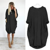 Oversized midi-jurk met 3/4 mouwen en plakzakken