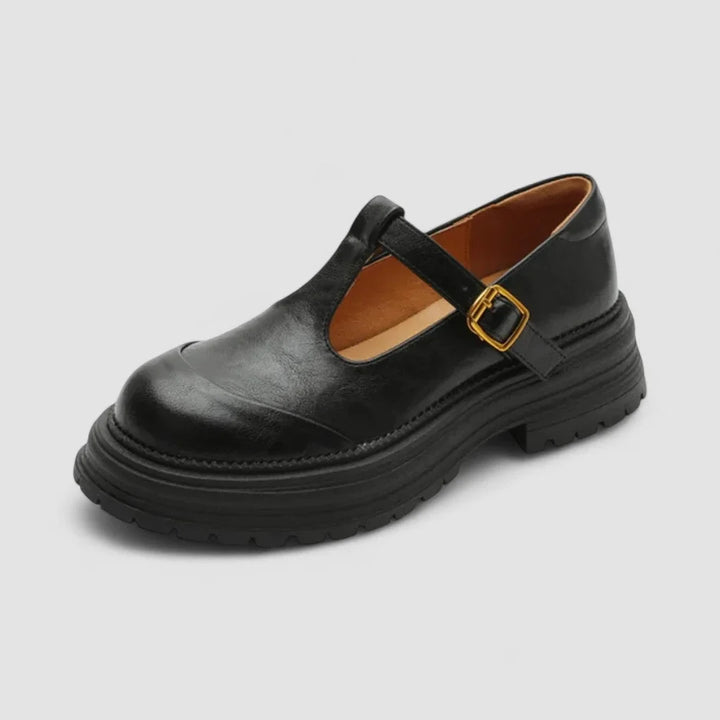 Robuuste leren platform Mary Jane-schoenen