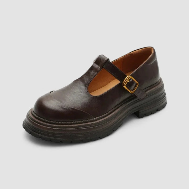 Robuuste leren platform Mary Jane-schoenen