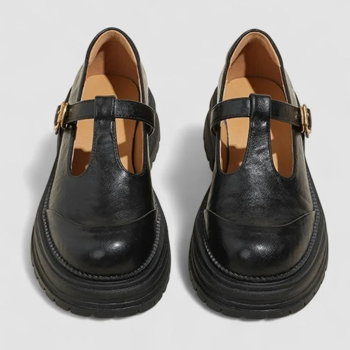 Robuuste leren platform Mary Jane-schoenen