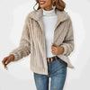 Zachte fleece jack met rits en brede kraag