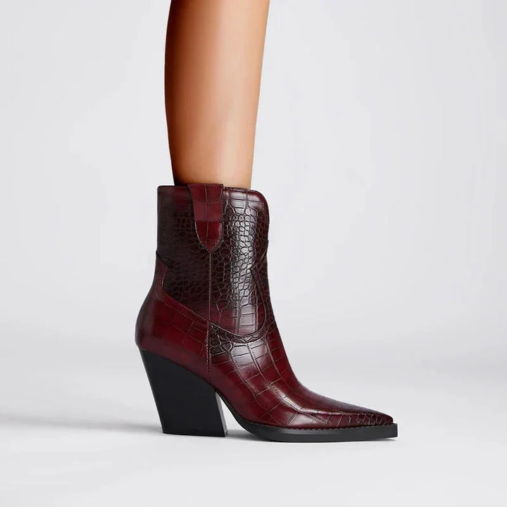Western enkellaarzen met crocoprint