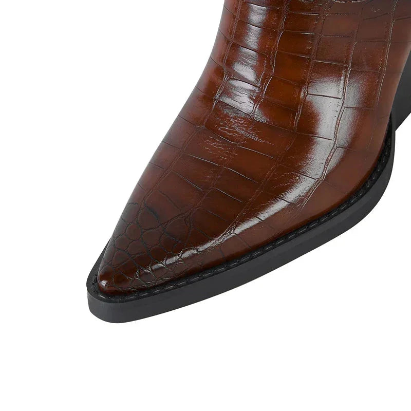 Western enkellaarzen met crocoprint