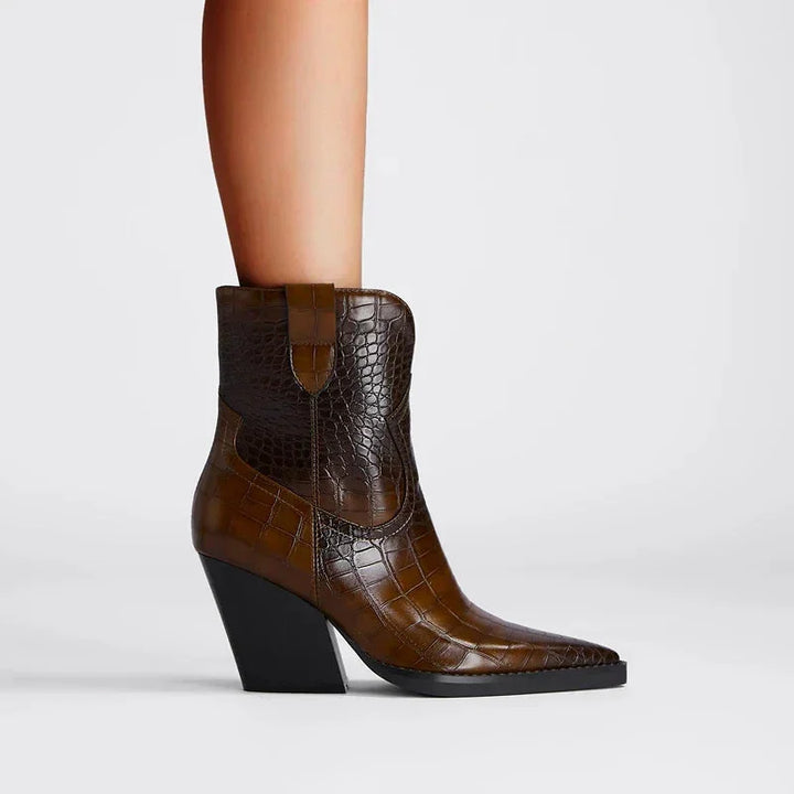 Western enkellaarzen met crocoprint