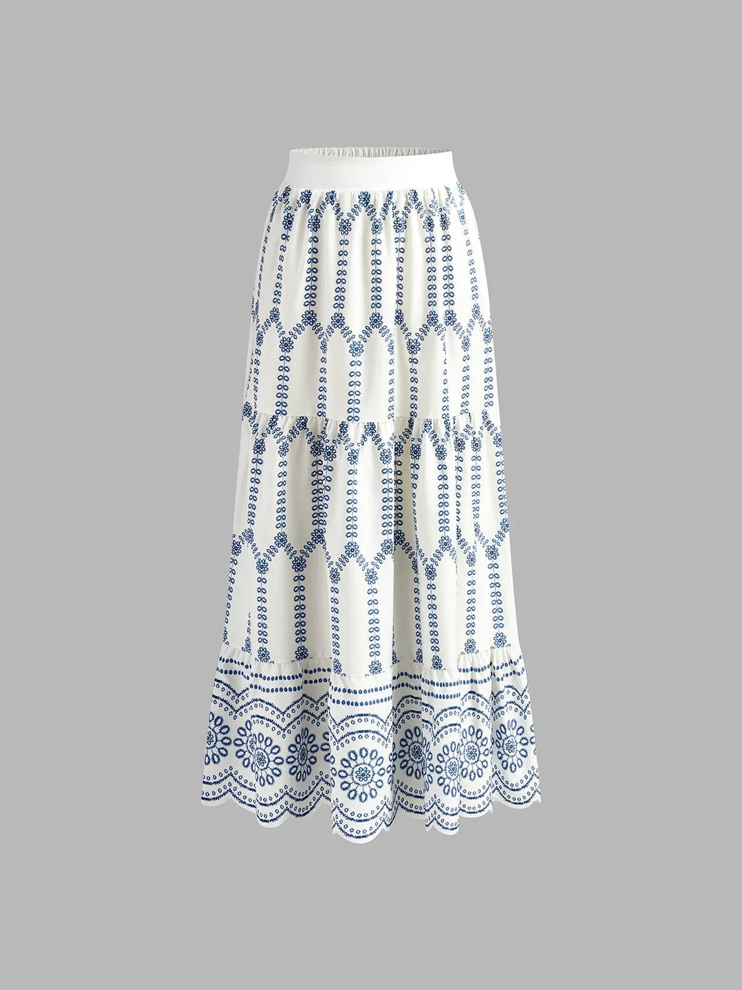 Geborduurde crop top en maxi-rok co-ord set