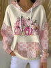 Herfst hoodie met pompoen-patchwork en V-hals