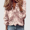 Bloemenblouse met lange mouwen en V-hals met ruches