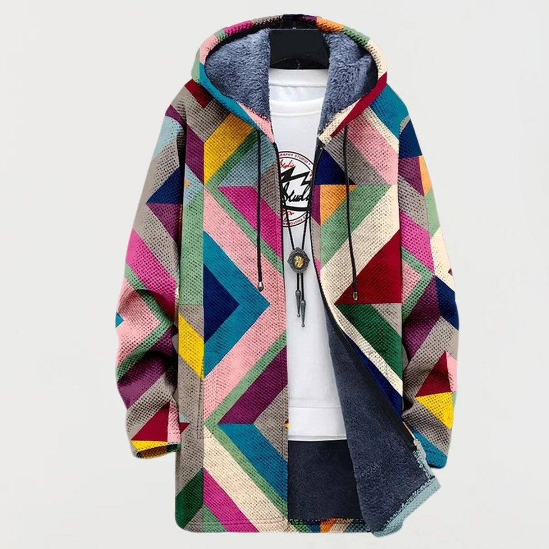 Oversized hoodie met geometrische print en fleecevoering