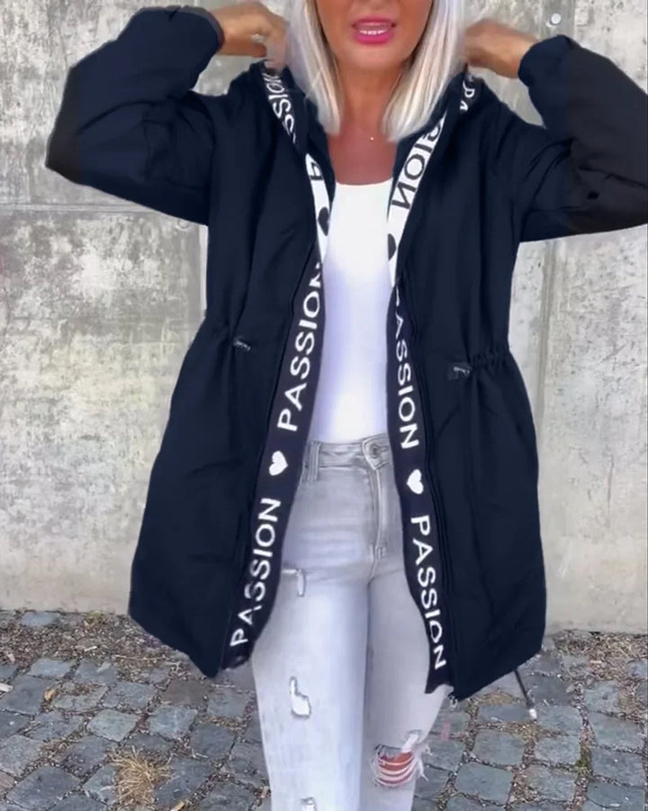 Midi-parka met capuchon en trekkoorden