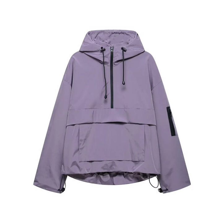 Gewatteerde pullover-anorak met capuchon en halve rits