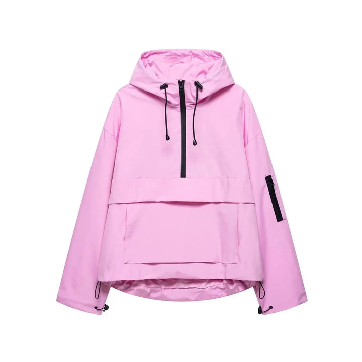 Gewatteerde pullover-anorak met capuchon en halve rits