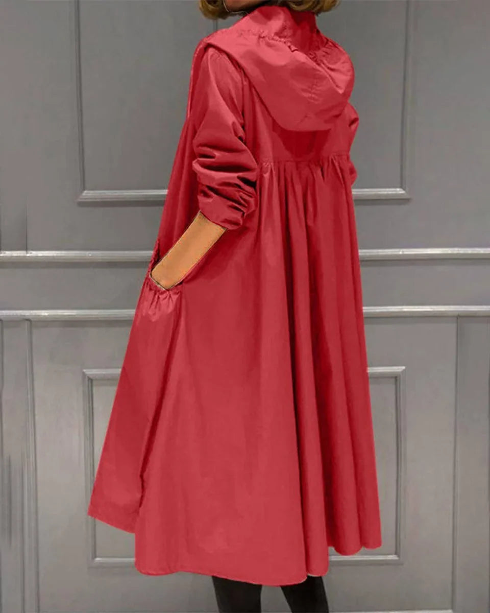 Dames waterdichte trenchcoat met capuchon en rits