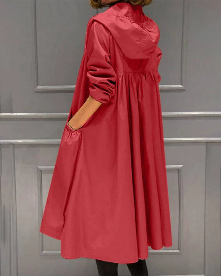 Dames waterdichte trenchcoat met capuchon en rits