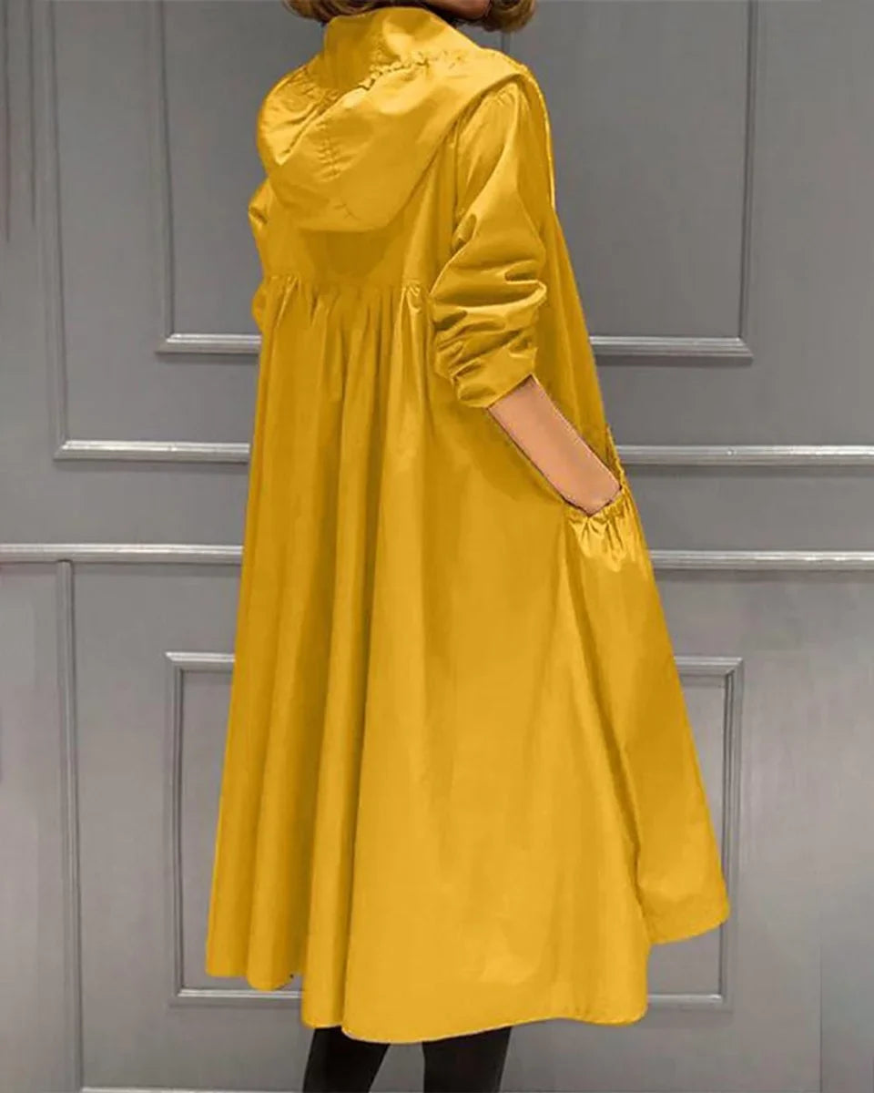 Dames waterdichte trenchcoat met capuchon en rits